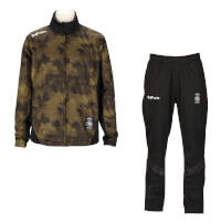 極暖トレーニングジャージジップスタンドカラー上下セットBLACKxGOLD+BLACKxGRAY