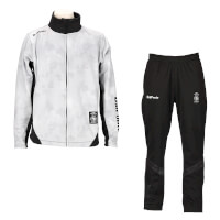 極暖トレーニングジャージジップスタンドカラー上下セットWHITExGRAY+BLACKxGRAY