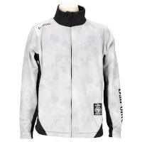 極暖トレーニングジャージジップスタンドカラーWHITExGRAY