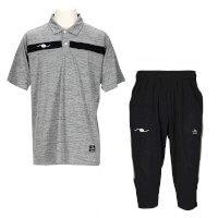 エアライトポロシャツ+ドライアンクルカットパンツ上下セットH.GRAY+BLACK