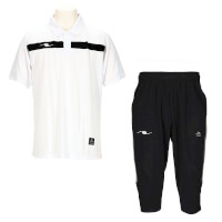 エアライトポロシャツ+ドライアンクルカットパンツ上下セットWHITE+BLACK