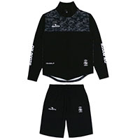 スタンドジップジャージ&ハーフパンツ上下セットBLK+BLK