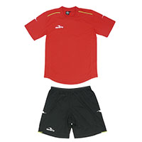 ダブルパイピングゲームシャツ&パンツ上下セットRED+BLK