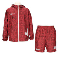 バンダナ柄昇華フードピステジャケットロングパンツ上下セットWINE