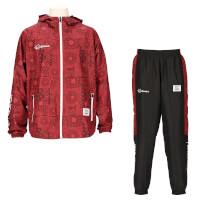バンダナ柄昇華フードピステジャケットロングパンツ上下セットWINE