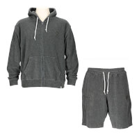パイルスウェットパーカー+パイルスウェットハーフパンツ上下セットC.GRAY+C.GRAY